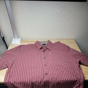 Volcom Classic Fit Blue Red Stripes Men’s Large L Collared Button-Up Dress Shirt